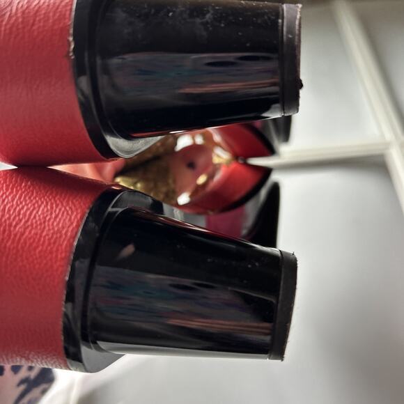 stephane kelian Paris WOVEN Leather Platform Sandals GOLD RED BLACK 6 1/2 7 euc - Picture 8 of 16